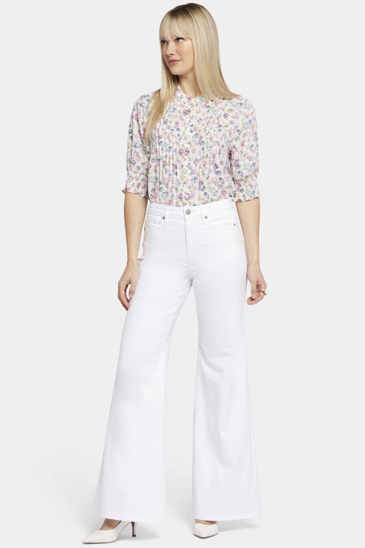 Mia Palazzo Jeans With High Rise | Optic White | Pants | NYDJ