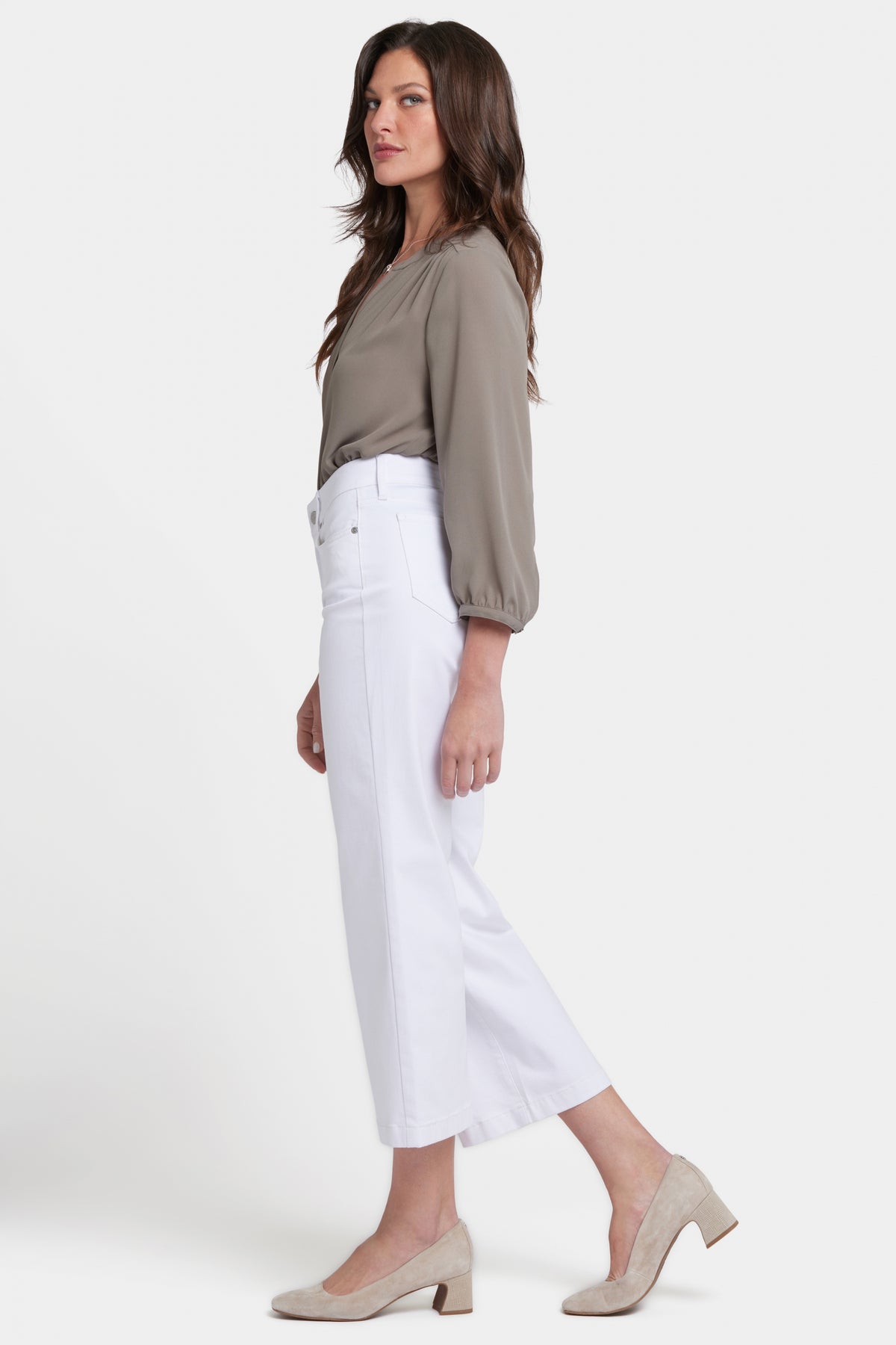 Waist-Match™ Teresa Wide Leg Ankle Jeans | Optic White | Pants | NYDJ