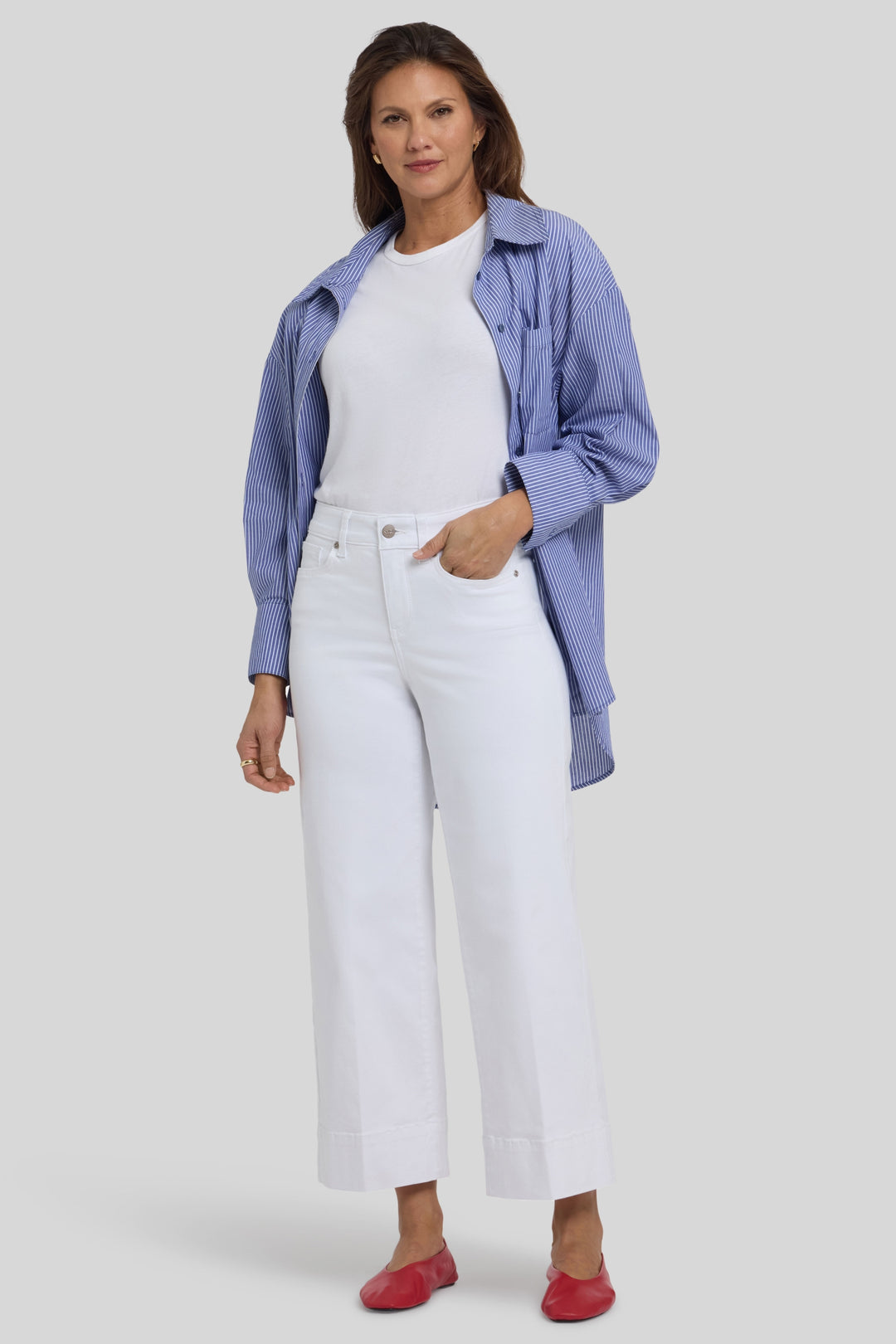 Teresa Wide Leg Ankle Jeans | Optic White | Pants | NYDJ
