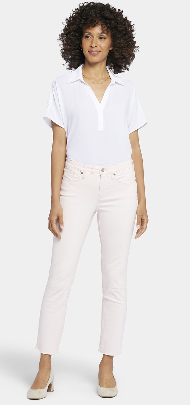 Sheri Slim Ankle Jeans Frayed Hems White Coloured Denim | Felicity | Pants | NYDJ