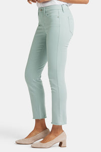 Sheri Slim Ankle Jeans Frayed Hems Green Coloured Denim | Snow Mint | Pants | NYDJ