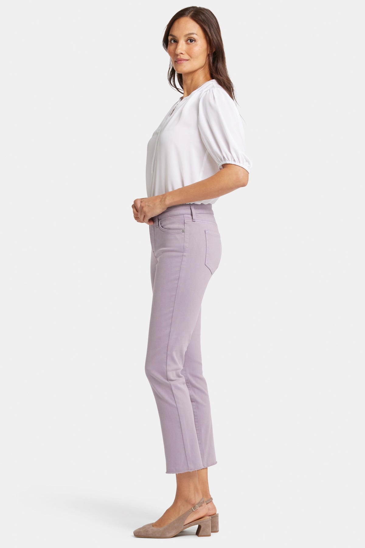 Sheri Slim Ankle Jeans Frayed Hems Lilac Coloured Denim | Arctic Dusk | Pants | NYDJ