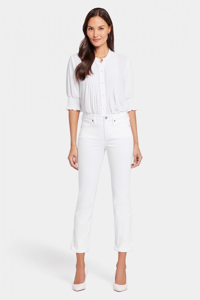 Sheri Slim Ankle Jeans With Roll Cuffs | Optic White | Pants | NYDJ