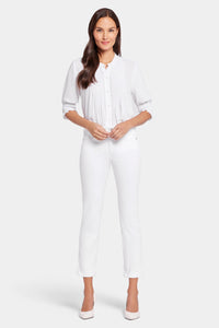 Sheri Slim Ankle Jeans With Roll Cuffs | Optic White | Pants | NYDJ