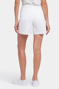 Berkyn Relaxed Denim Shorts With Super High Rise And Frayed Hems | Optic White | Shorts | NYDJ