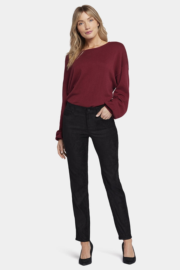 Sheri Slim Trouser Black Faux Suede | Black | Pants | NYDJ