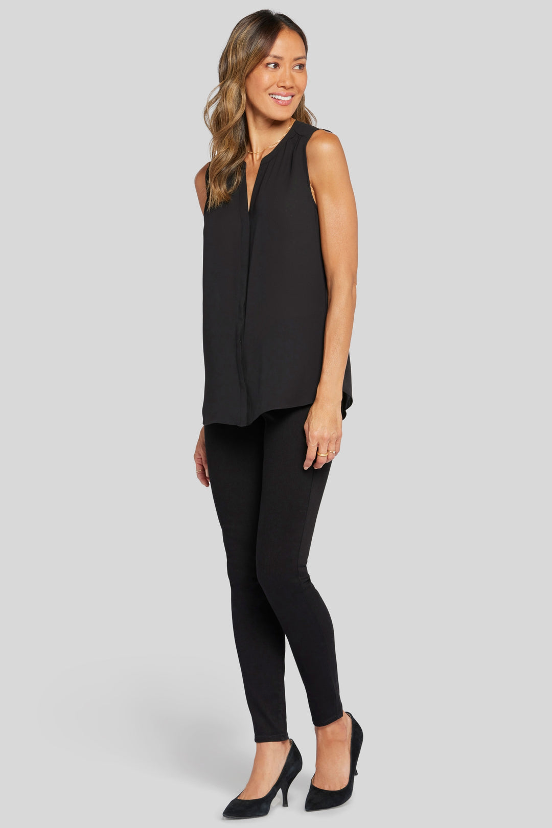 Mouwloze Pintuck Blouse | Black