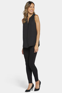 Sleeveless Pintuck Blouse | Black | Top | NYDJ