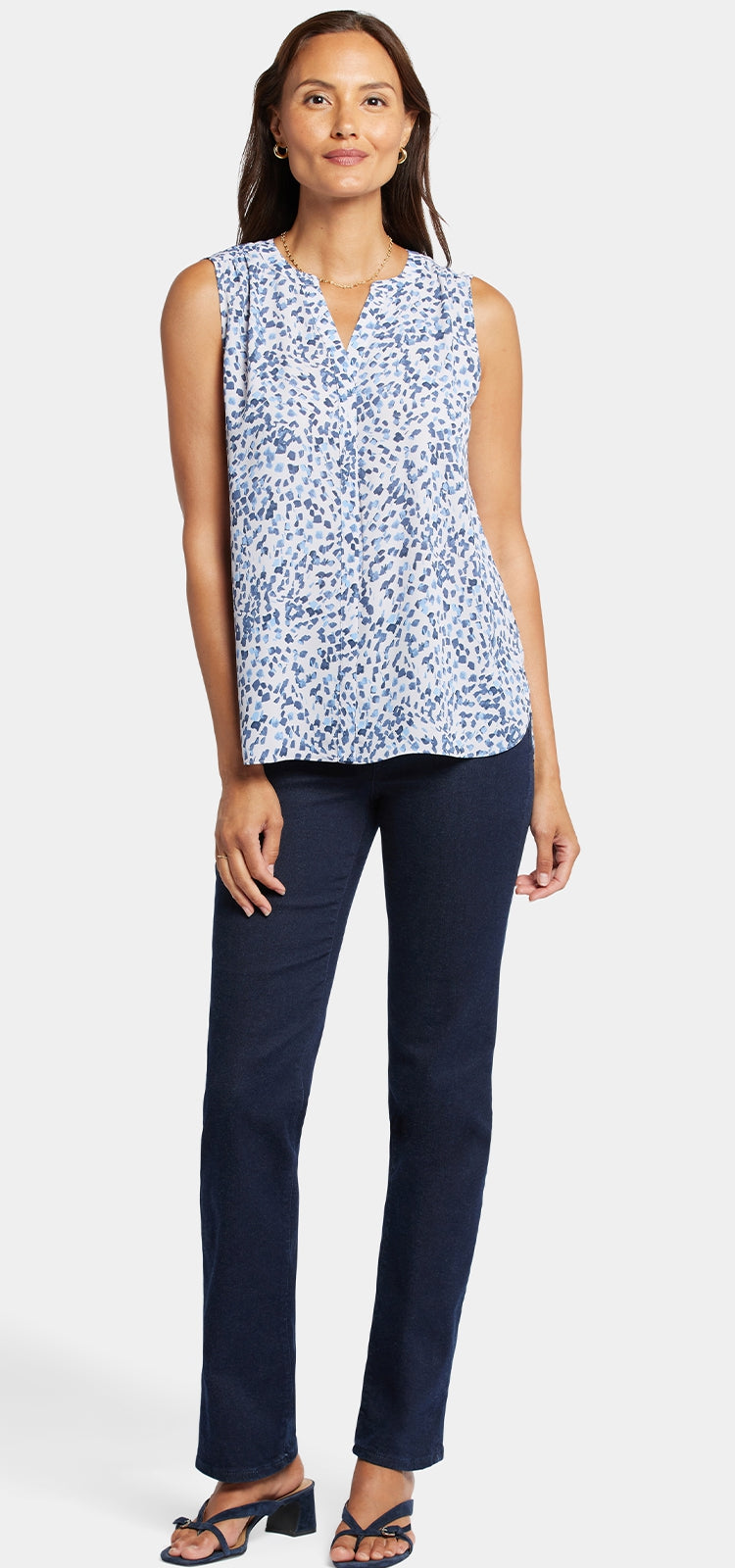 Sleeveless Pintuck Blouse Fleck Print | Hayward Hills | Top | NYDJ