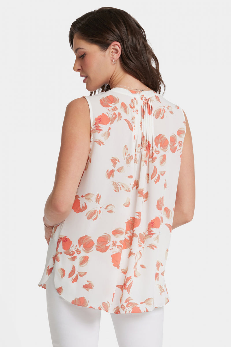 Sleeveless Pintuck Blouse Abstract Floral Print | Aurora | Top | NYDJ