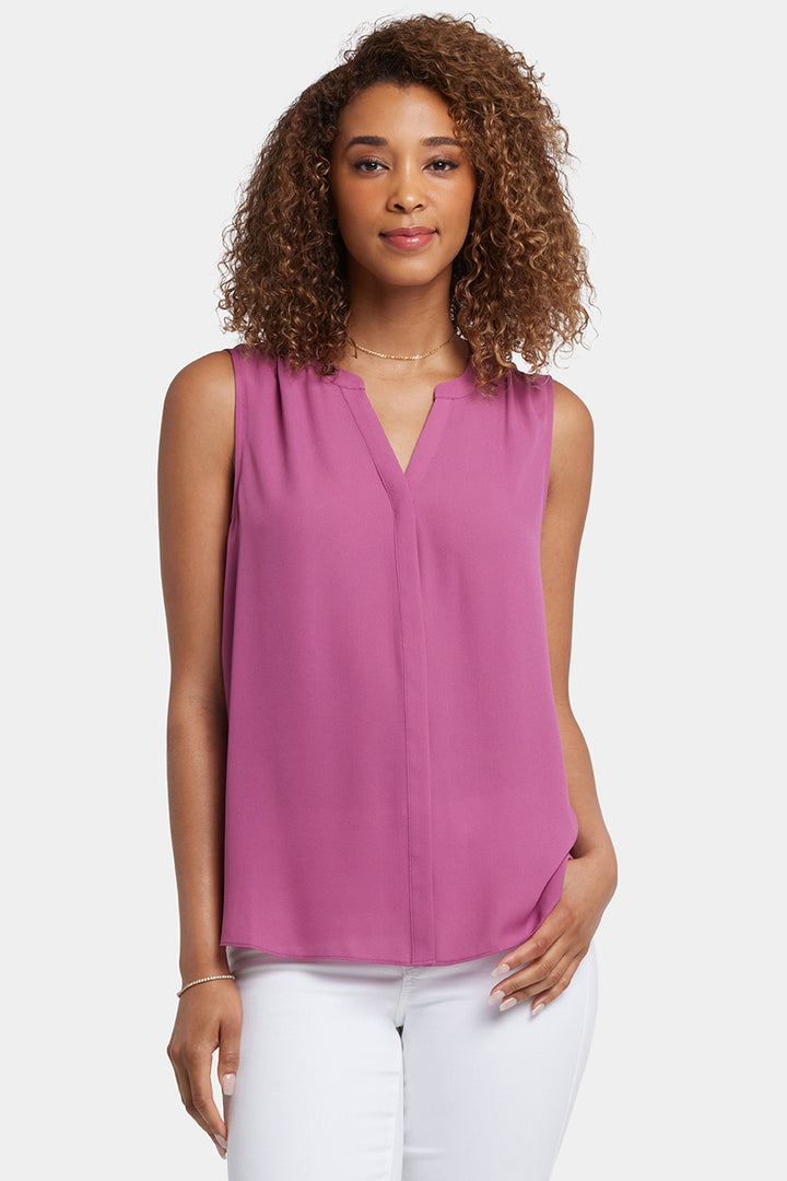 Mouwloze Pintuck Blouse | Red Violet