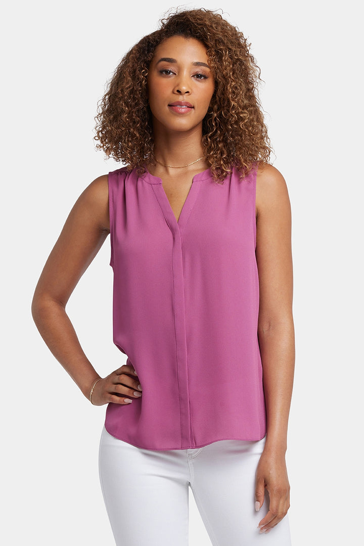 Mouwloze Pintuck Blouse | Red Violet