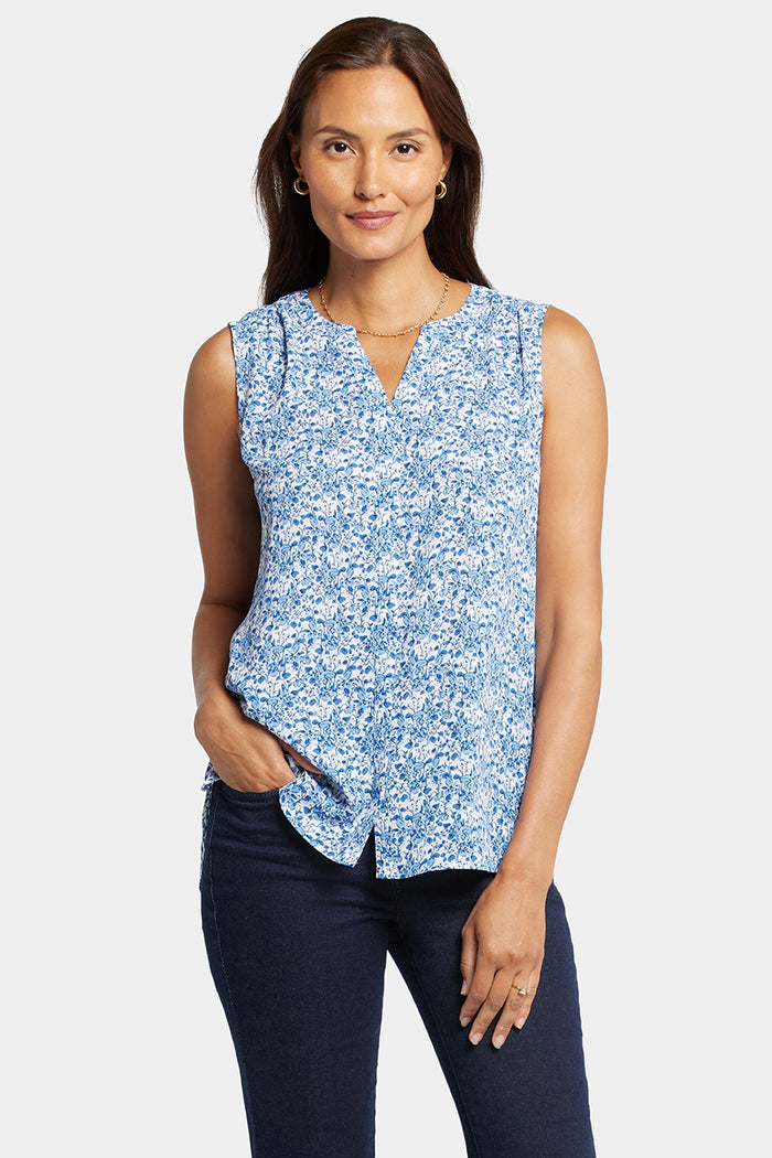 Sleeveless Pintuck Blouse Floral Print | Olenia | Top | NYDJ