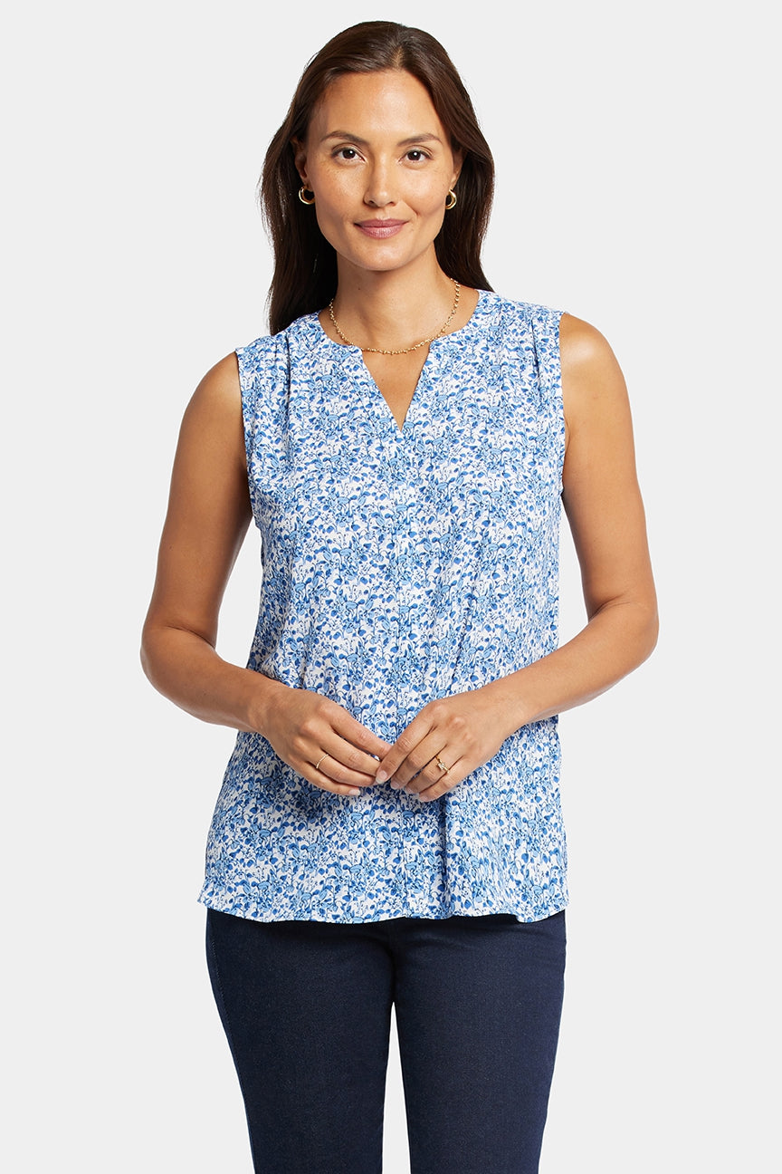 Sleeveless Pintuck Blouse Floral Print | Olenia | Top | NYDJ