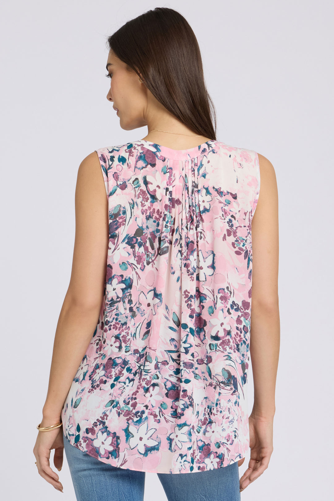Mouwloze Pintuck Blouse | Floral Dreams