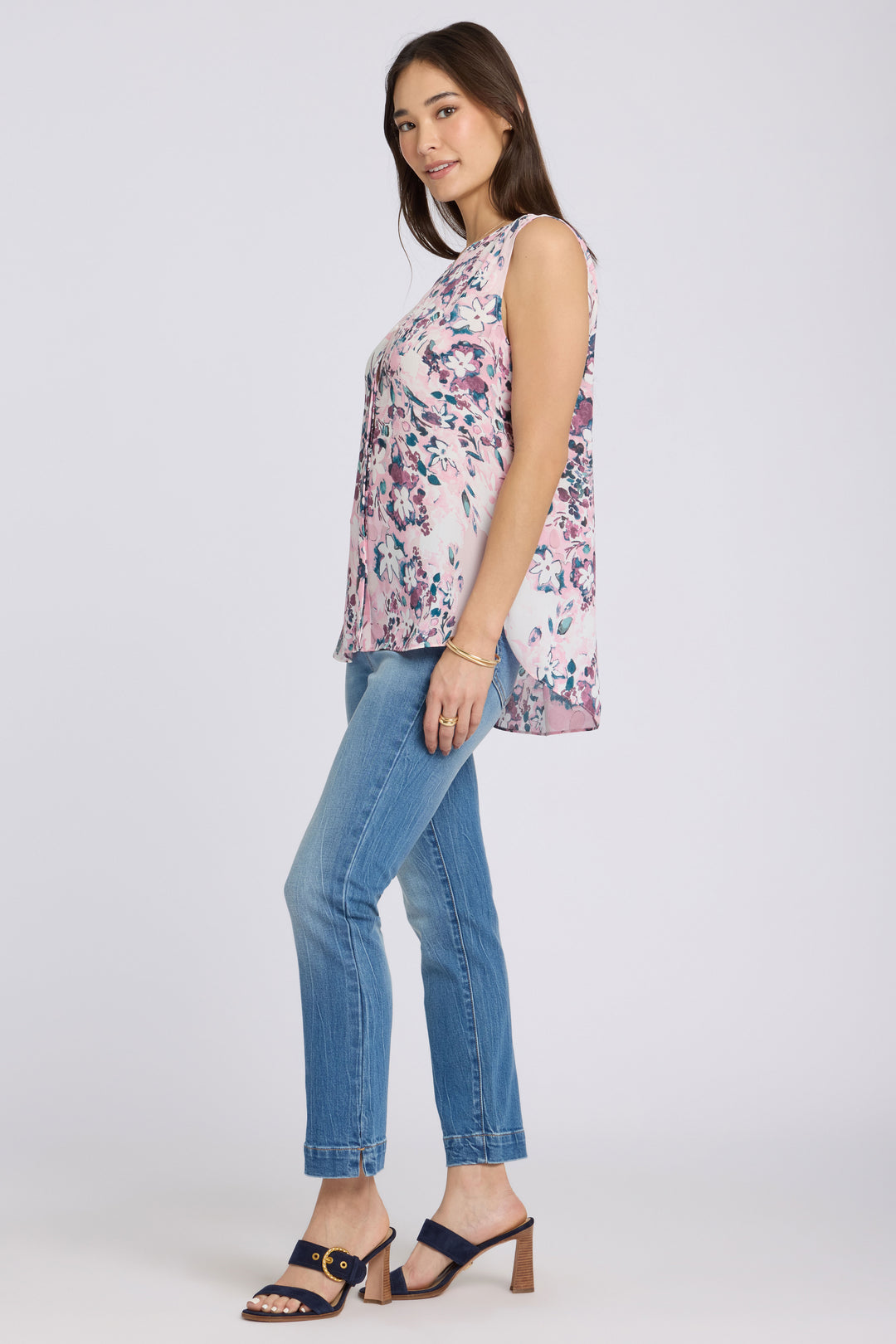 Mouwloze Pintuck Blouse | Floral Dreams