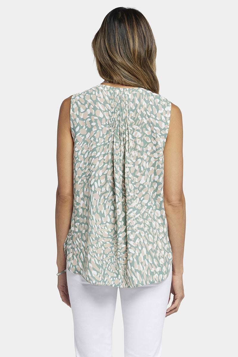 Sleeveless Pintuck Blouse Graphic Print | Endless Sea | Top | NYDJ