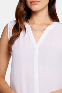 Sleeveless Pintuck Blouse | Optic White | Top | NYDJ