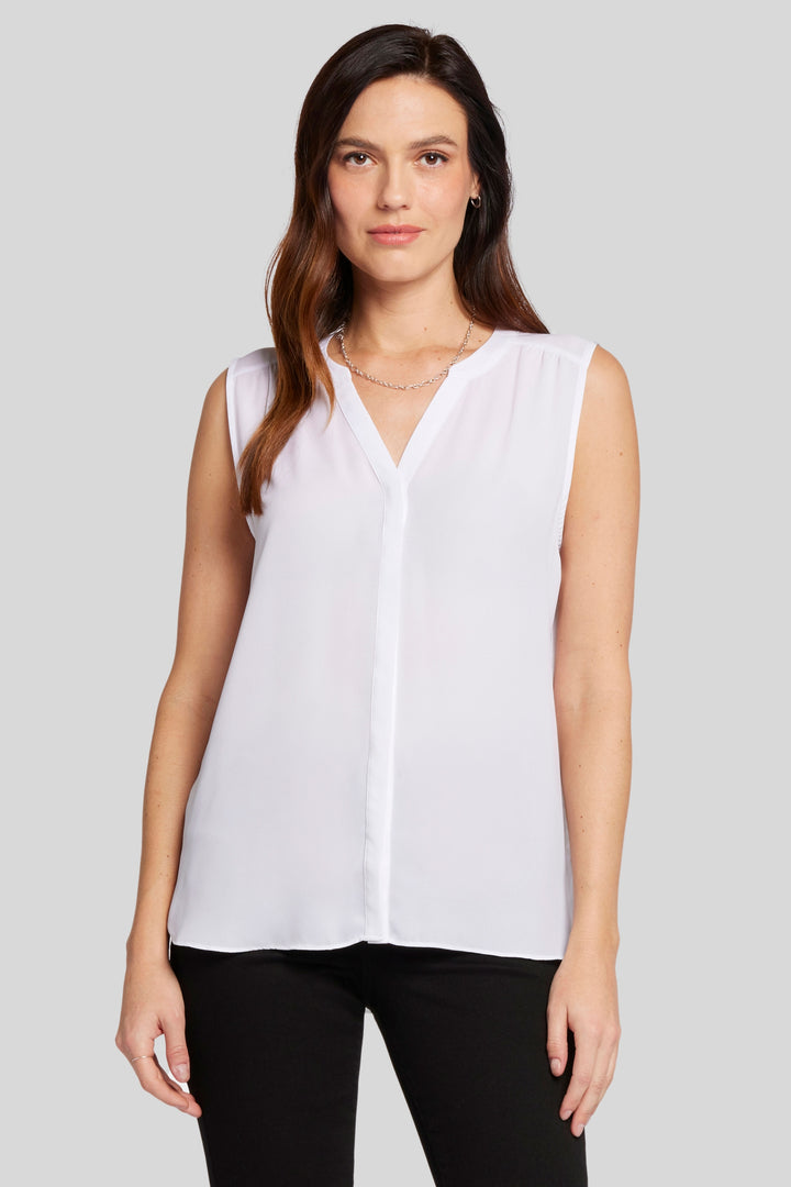 Mouwloze Pintuck Blouse | Optic White