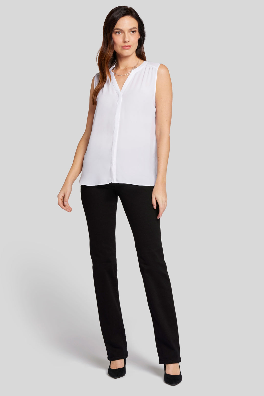Mouwloze Pintuck Blouse | Optic White