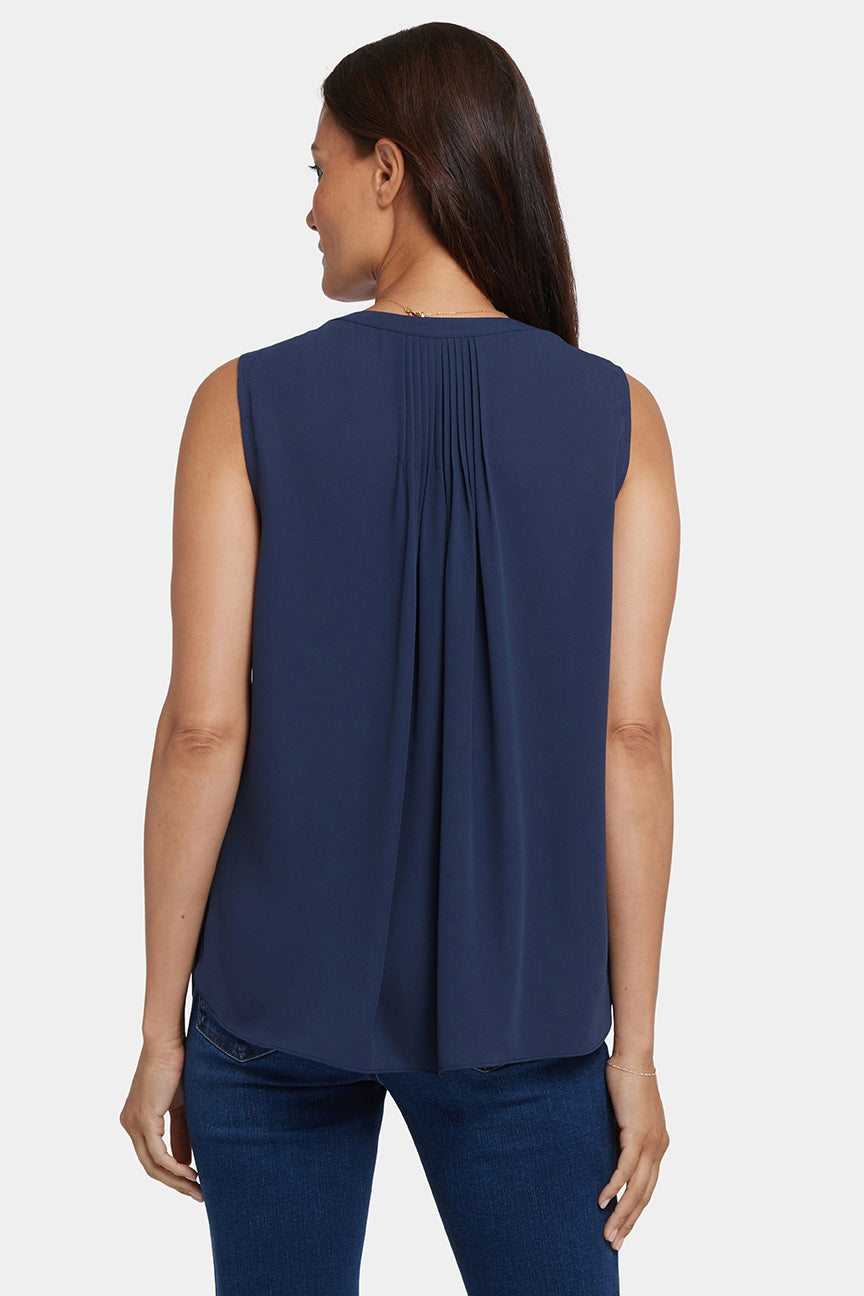 Mouwloze Pintuck Blouse | Oxford Navy