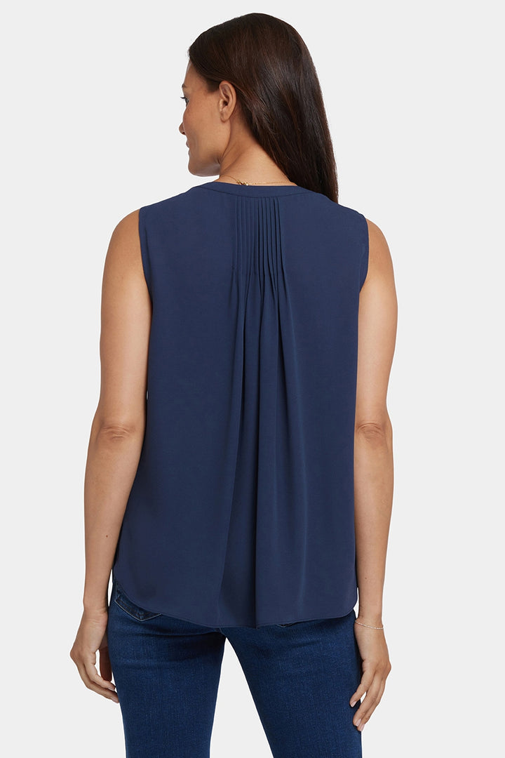 Mouwloze Pintuck Blouse | Oxford Navy