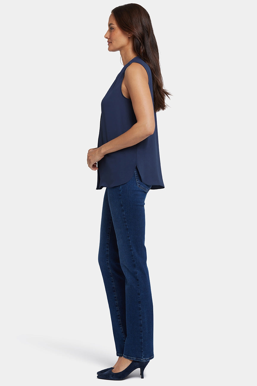 Sleeveless Pintuck Blouse | Oxford Navy | Top | NYDJ