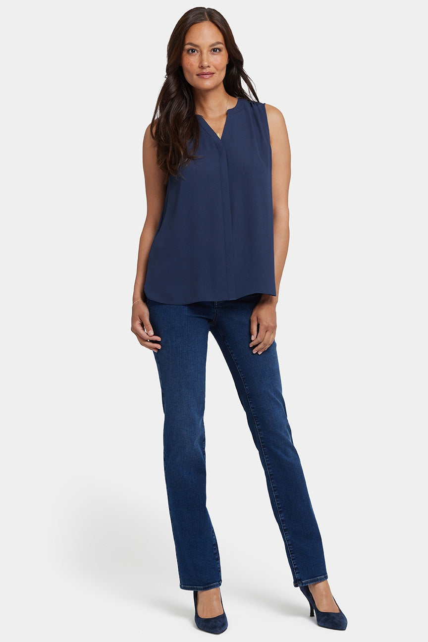 Mouwloze Pintuck Blouse | Oxford Navy