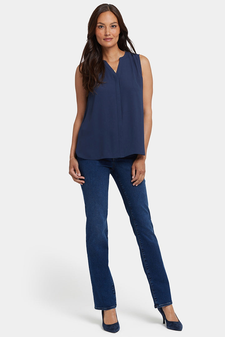 Mouwloze Pintuck Blouse | Oxford Navy