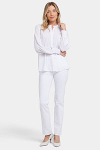 Pleated Peasant Blouse | Optic White | Blouse | NYDJ