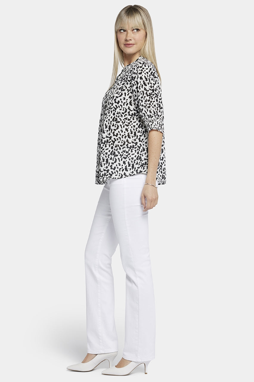 Pleated Short Sleeved Blouse Animal Print | Gato | Blouse | NYDJ