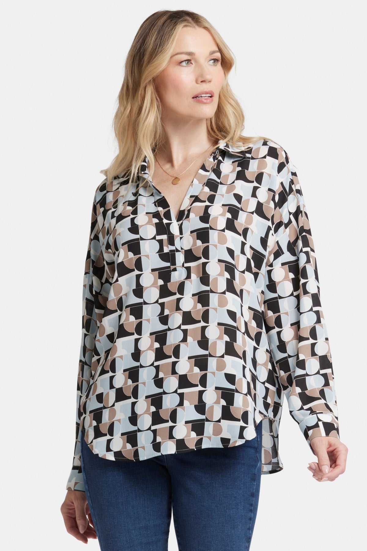 Becky Blouse Graphic Print | Light & Fog | Blouse | NYDJ