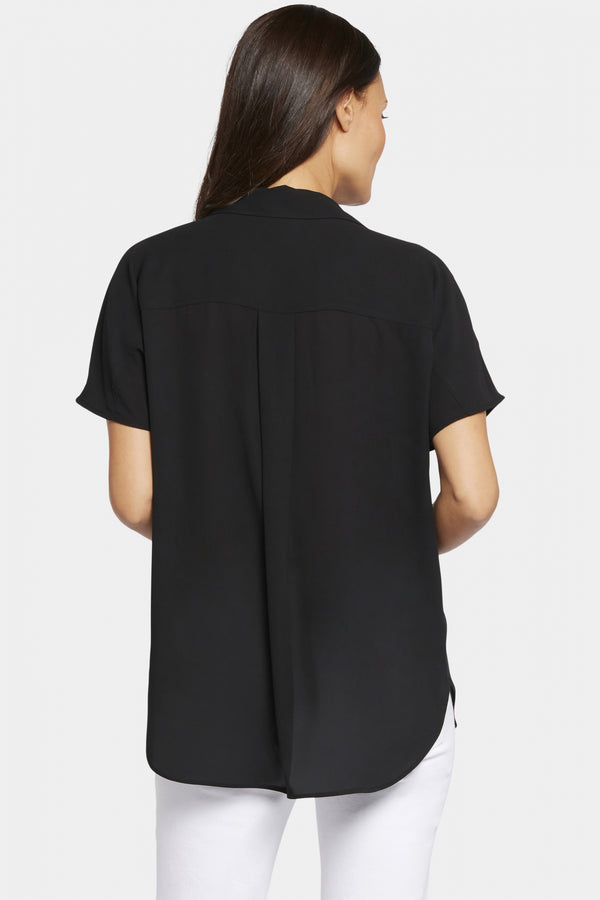 Becky Short Sleeved Blouse | Black | Blouse | NYDJ