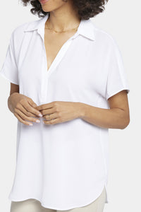 Becky Short Sleeved Blouse | Optic White | Blouse | NYDJ