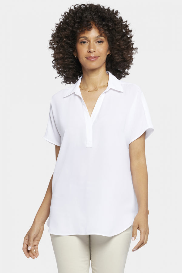 Becky Short Sleeved Blouse | Optic White | Blouse | NYDJ