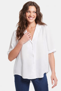 Gabrielle Short Sleeved Blouse | Optic White | Blouse | NYDJ