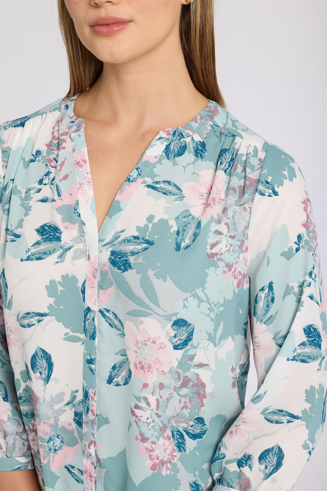 Pintuck Blouse | Floral Mosaic