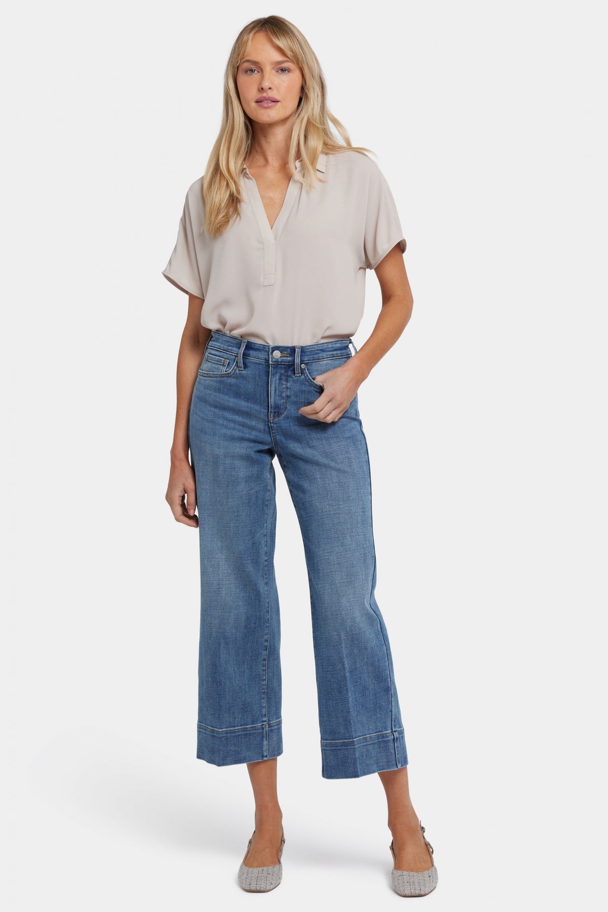 Teresa Wide Leg Ankle Jeans With 3" Hems | Majorca Bay | Pants | NYDJ