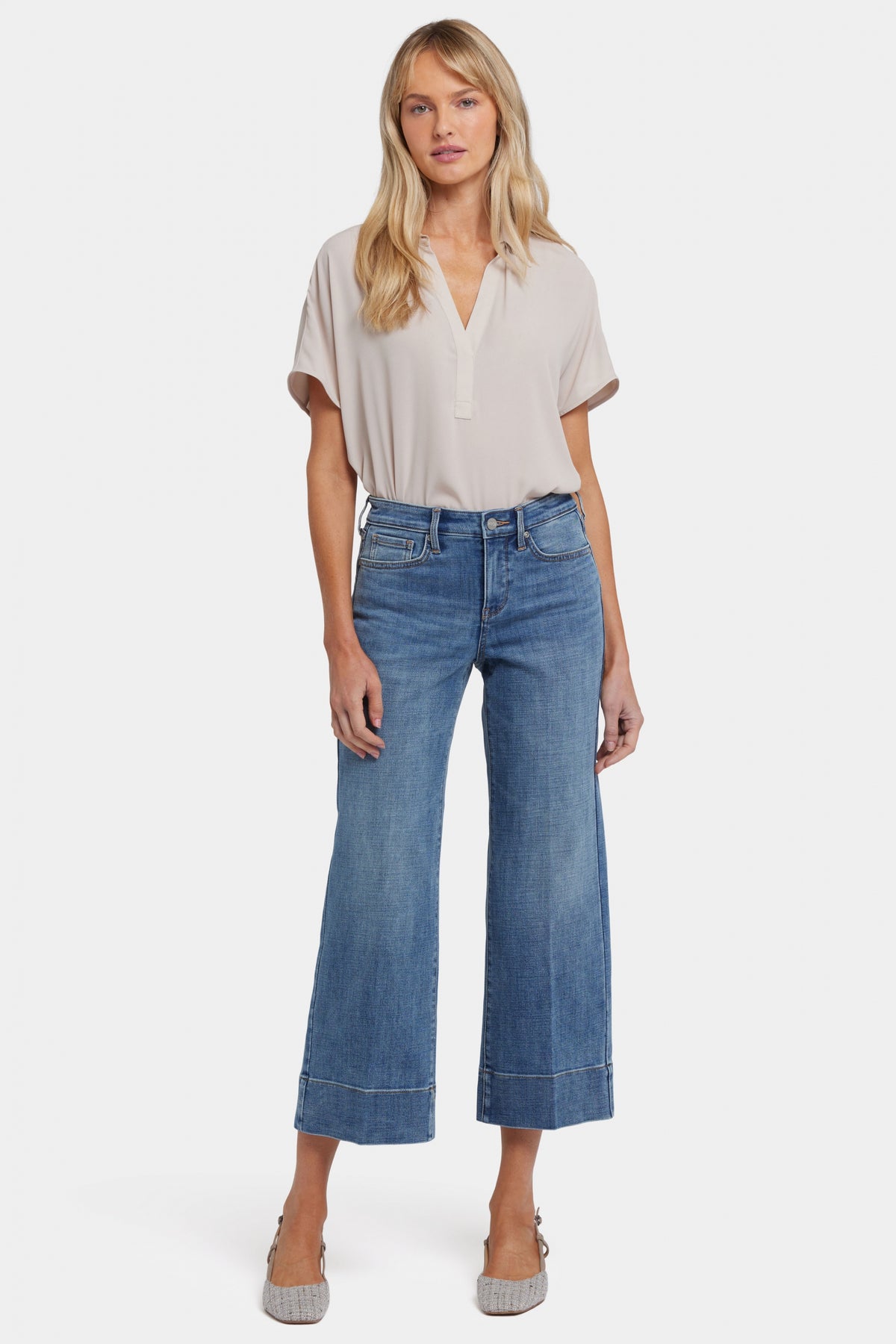 Teresa Wide Leg Ankle Jeans With 3" Hems | Majorca Bay | Pants | NYDJ