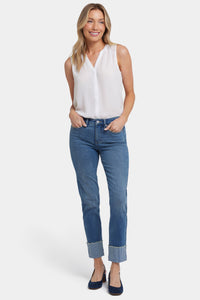 Sheri Slim Ankle Jeans With 4" Striped Cuffs | Costa Brava | Pants | NYDJ