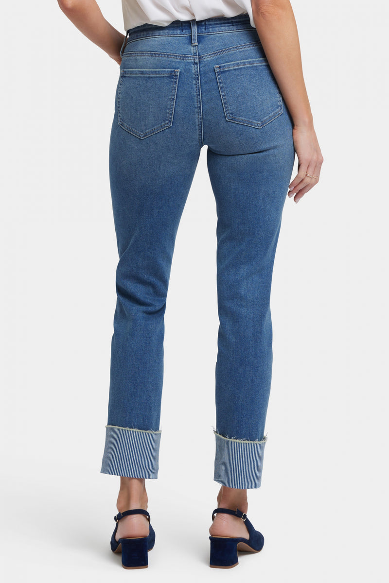 Sheri Slim Ankle Jeans With 4" Striped Cuffs | Costa Brava | Pants | NYDJ