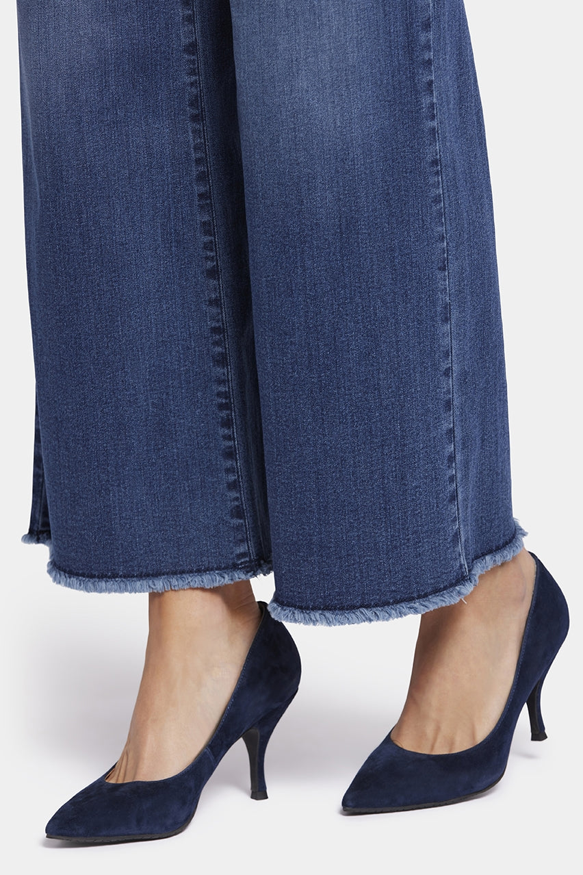 Teresa Wide Leg Ankle Jeans Frayed Hems Medium Blue Premium Denim | Riverwalk | Pants | NYDJ