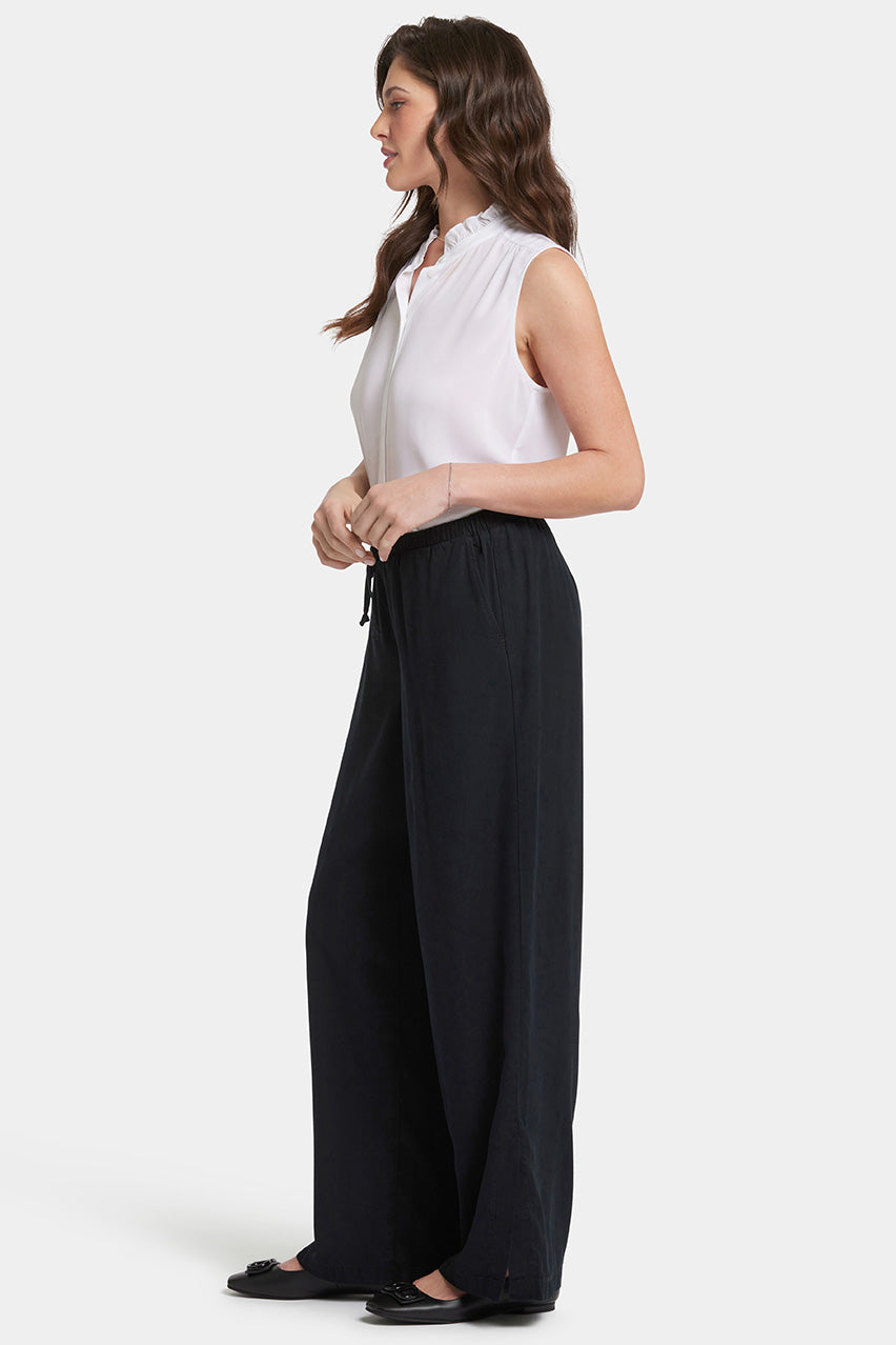 Jayne Wide Leg Pull-On Pants | Overdye Black | Trouser | NYDJ