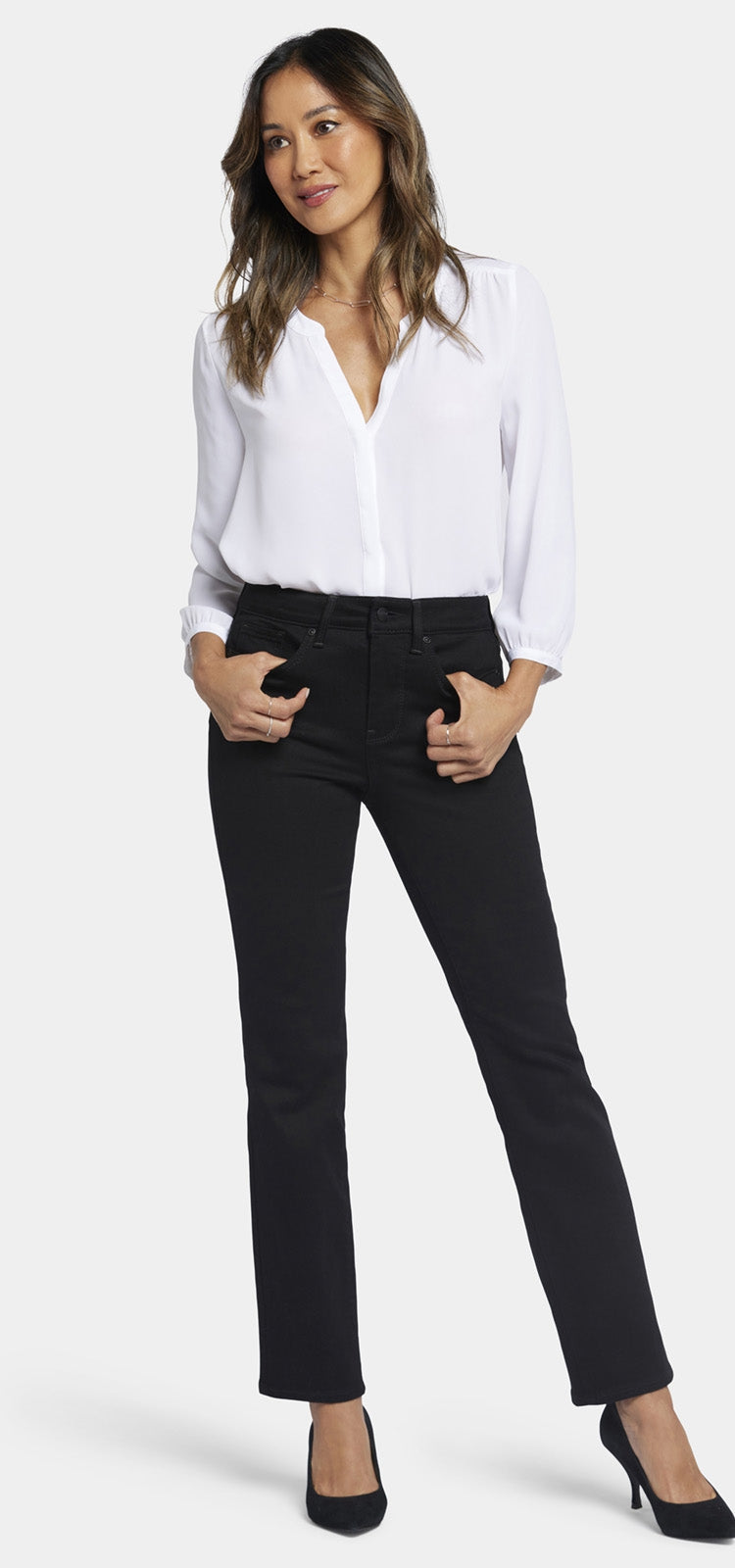 Ellison Straight Jeans With High Rise | Black | Pants | NYDJ