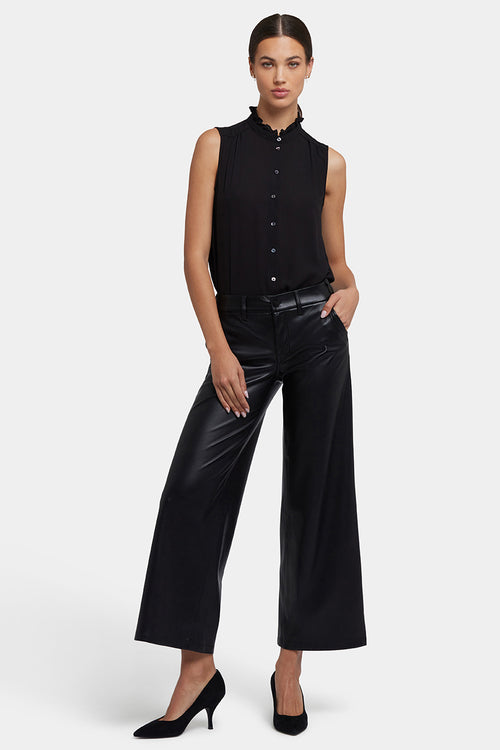 Vegan Stretch Sculpt-Her™ Leather Wide Leg Pants | Black | Trouser | NYDJ