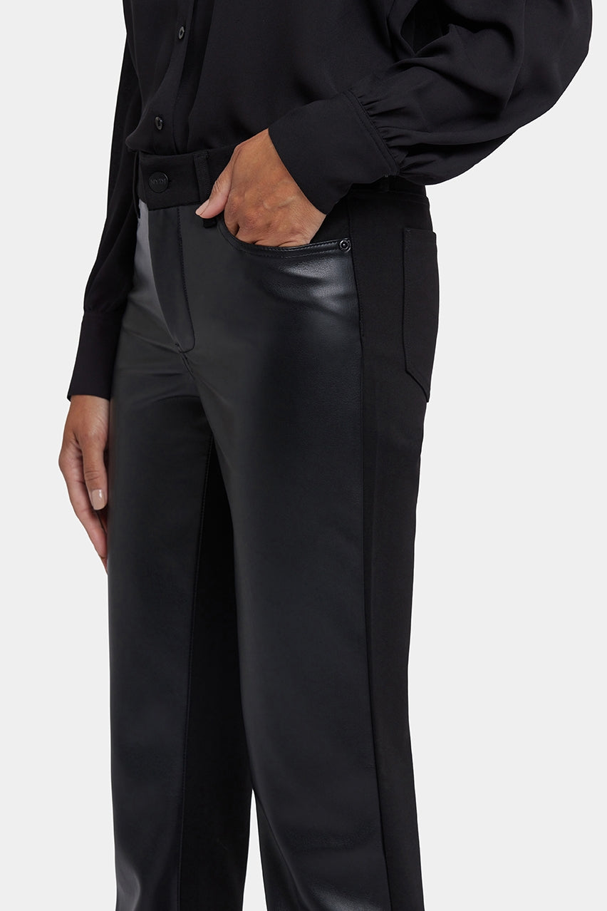 Vegan Stretch Leather Marilyn Straight Pants | Black | Pants | NYDJ