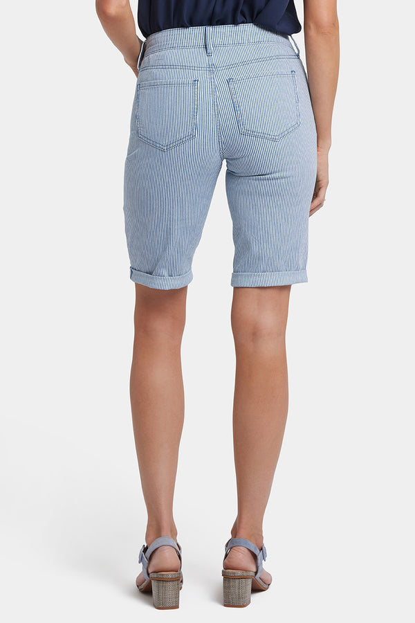 Briella 11 Inch Denim Shorts With Roll Cuffs | Merida Stripe | Pants | NYDJ