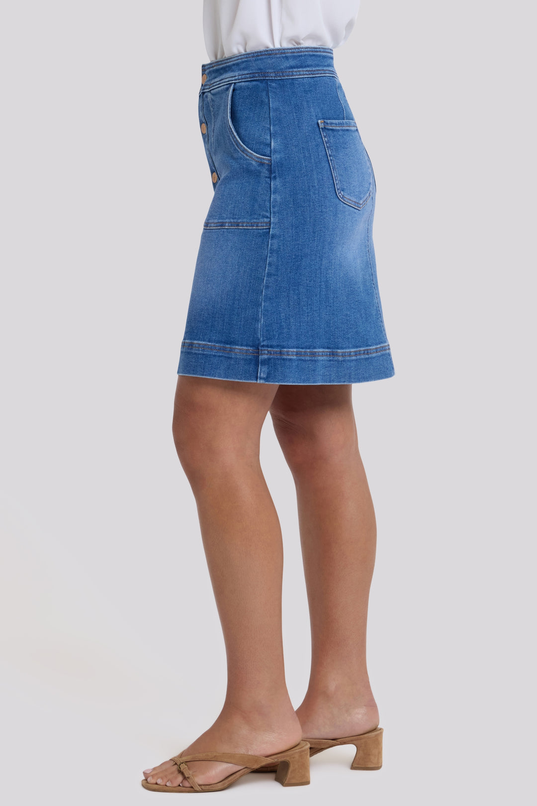 High Rise A-Line Utility Denim Skirt | Blue Paradise | Denim | NYDJ