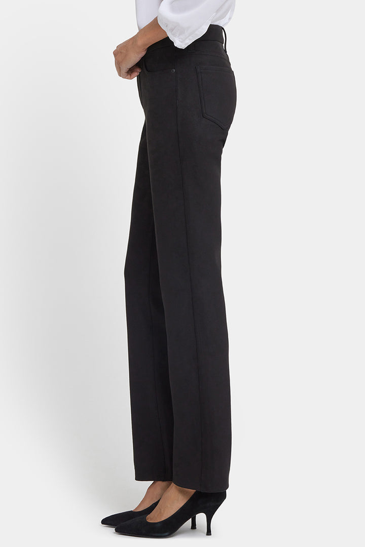 Marilyn Straight Pants in Stretch Faux Suede | Black