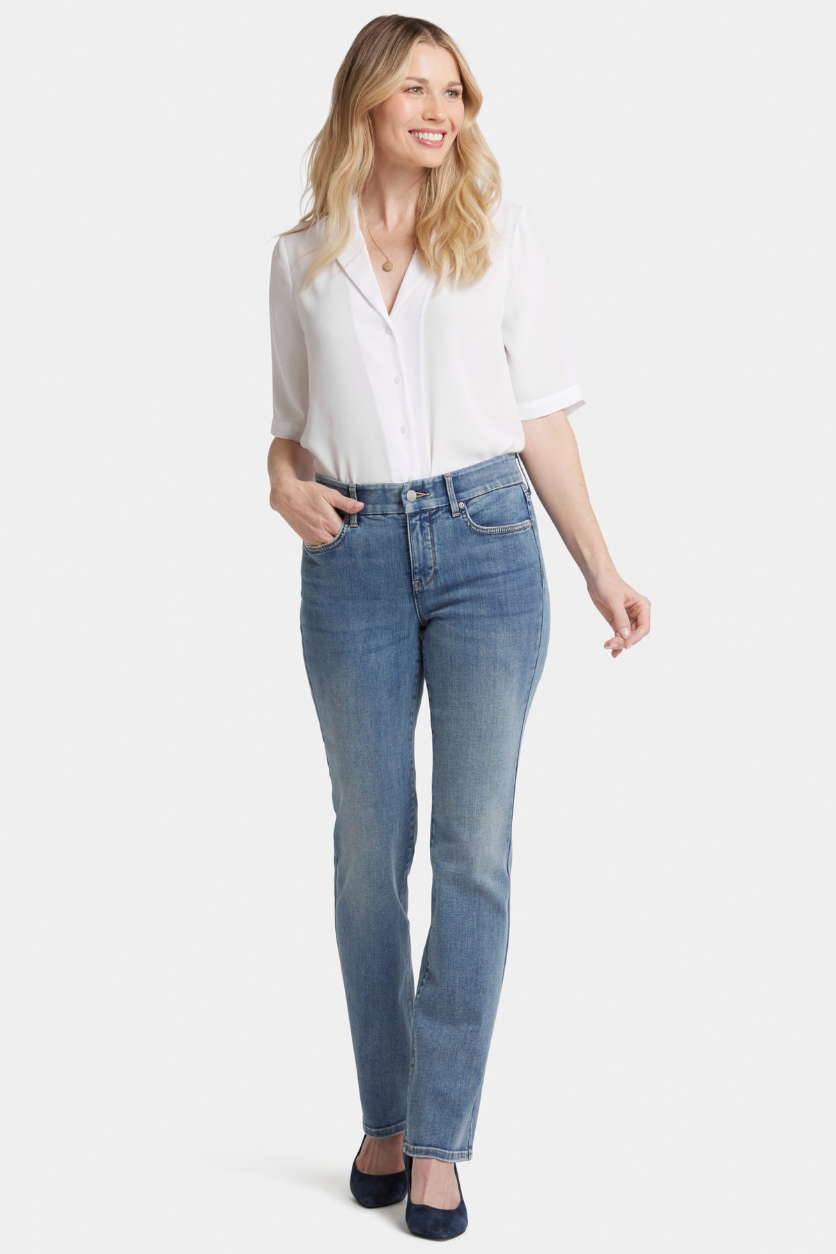 Marilyn Straight Jeans Medium Blue Waist-Match™ Denim | Indigo Stream | Pants | NYDJ